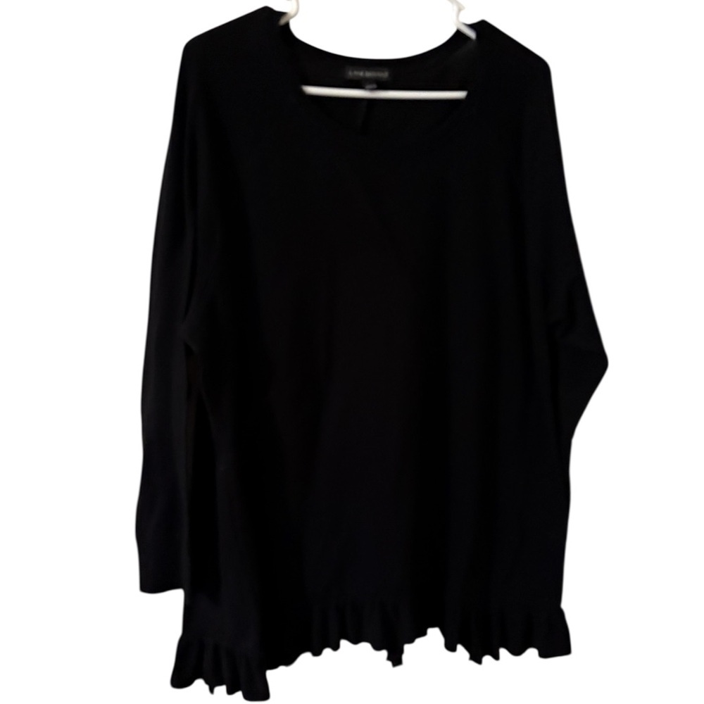 Lane Bryant Black Long Sleeve Sweater w Ruffled Hem on bottom. Size 18/20